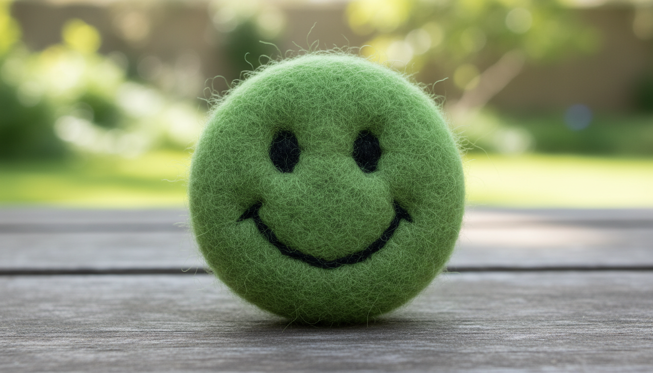 Portrait einer lächelnden Frau beim Stricken in einem gemütlichen Wohnzimmer